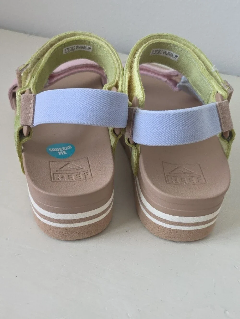 Reef Women Pastel Pink, Light Blue & Lemon Suede Sport Sandals